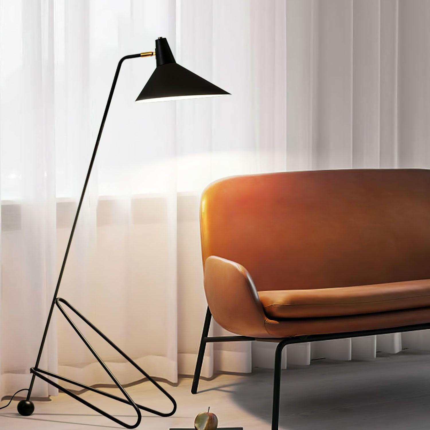 Modern Minimalist Geometric Metal Standing Lamp with Adjustable Shade for Reading