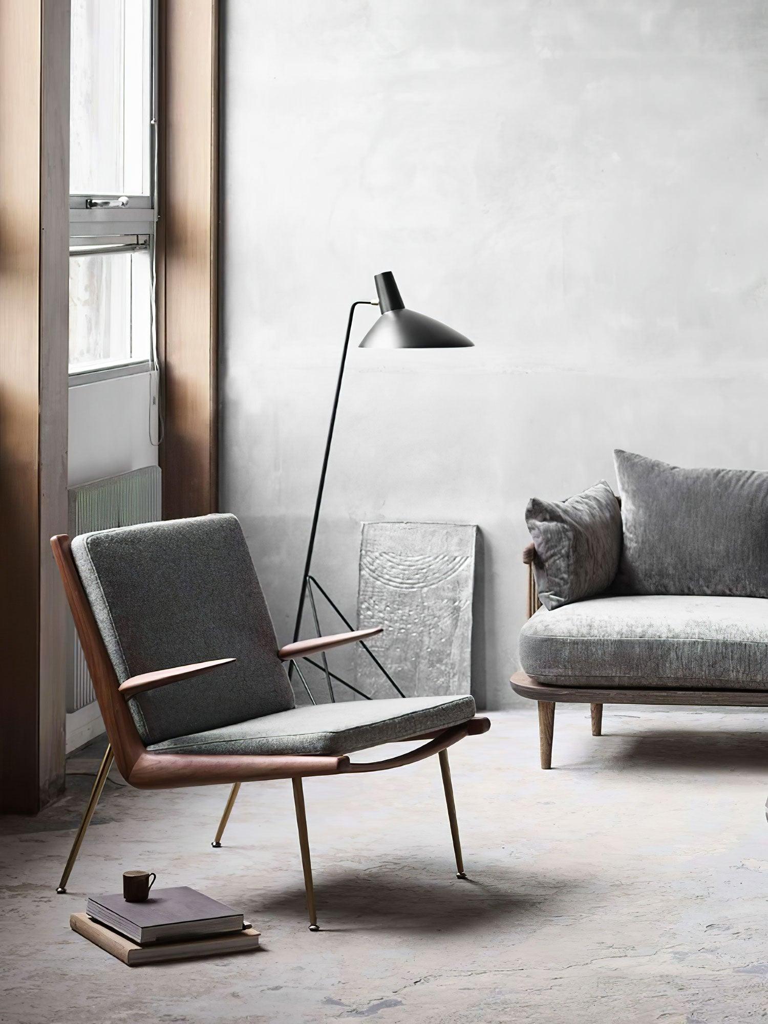 Modern Minimalist Geometric Metal Standing Lamp with Adjustable Shade for Reading