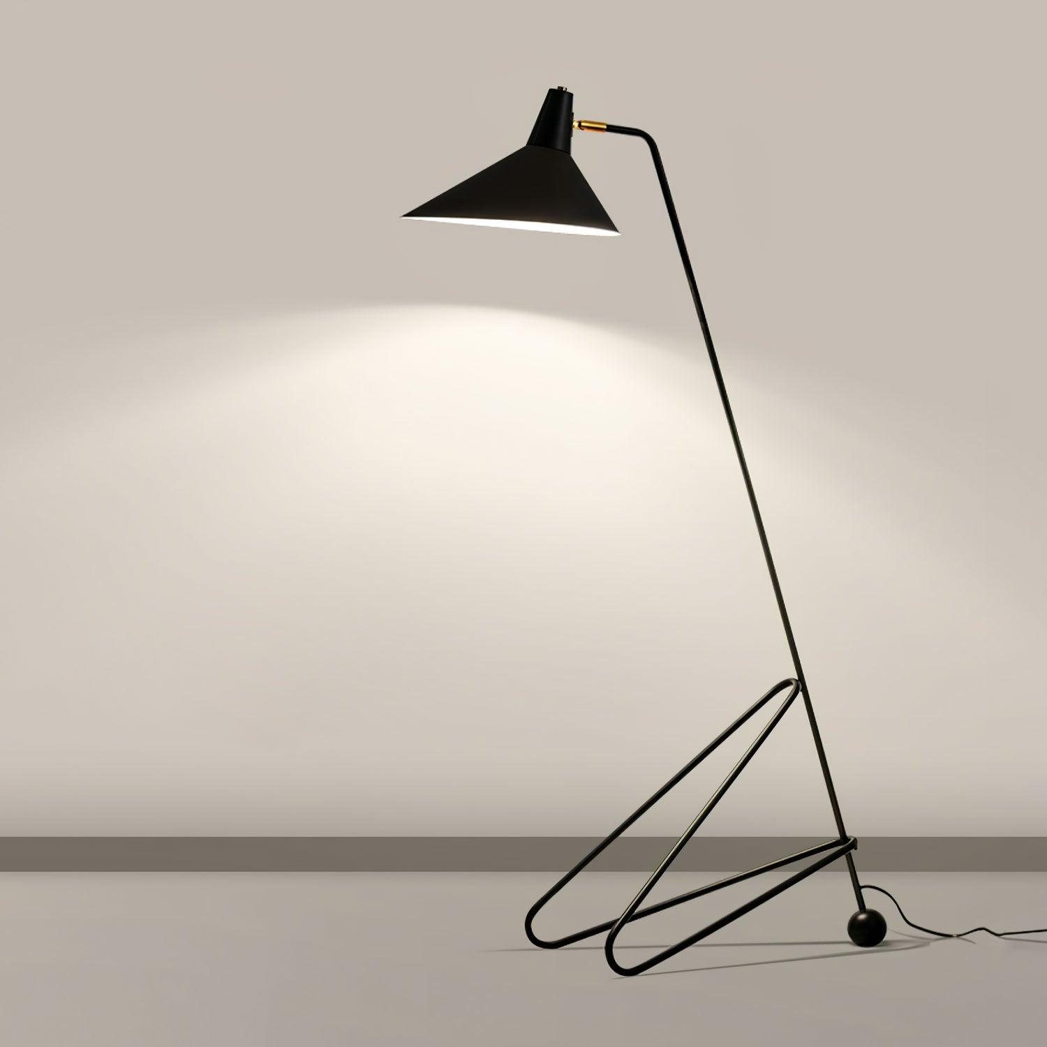 Modern Minimalist Geometric Metal Standing Lamp with Adjustable Shade for Reading