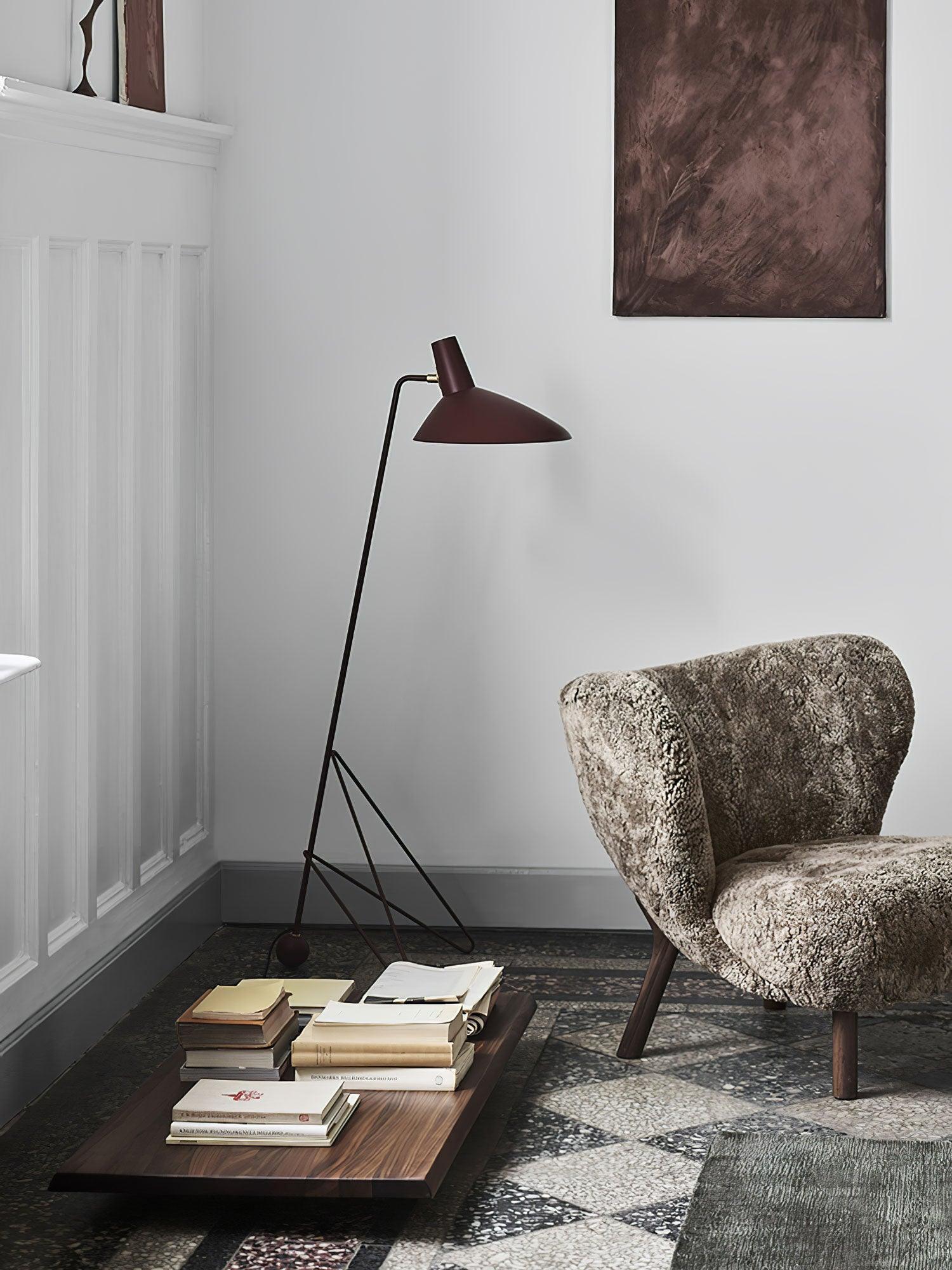 Modern Minimalist Geometric Metal Standing Lamp with Adjustable Shade for Reading