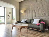 Modern Slim Silhouette Floor Lamp with Geometric Wood Base and White Fabric Shade