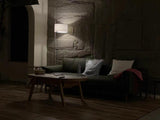 Modern Slim Silhouette Floor Lamp with Geometric Wood Base and White Fabric Shade
