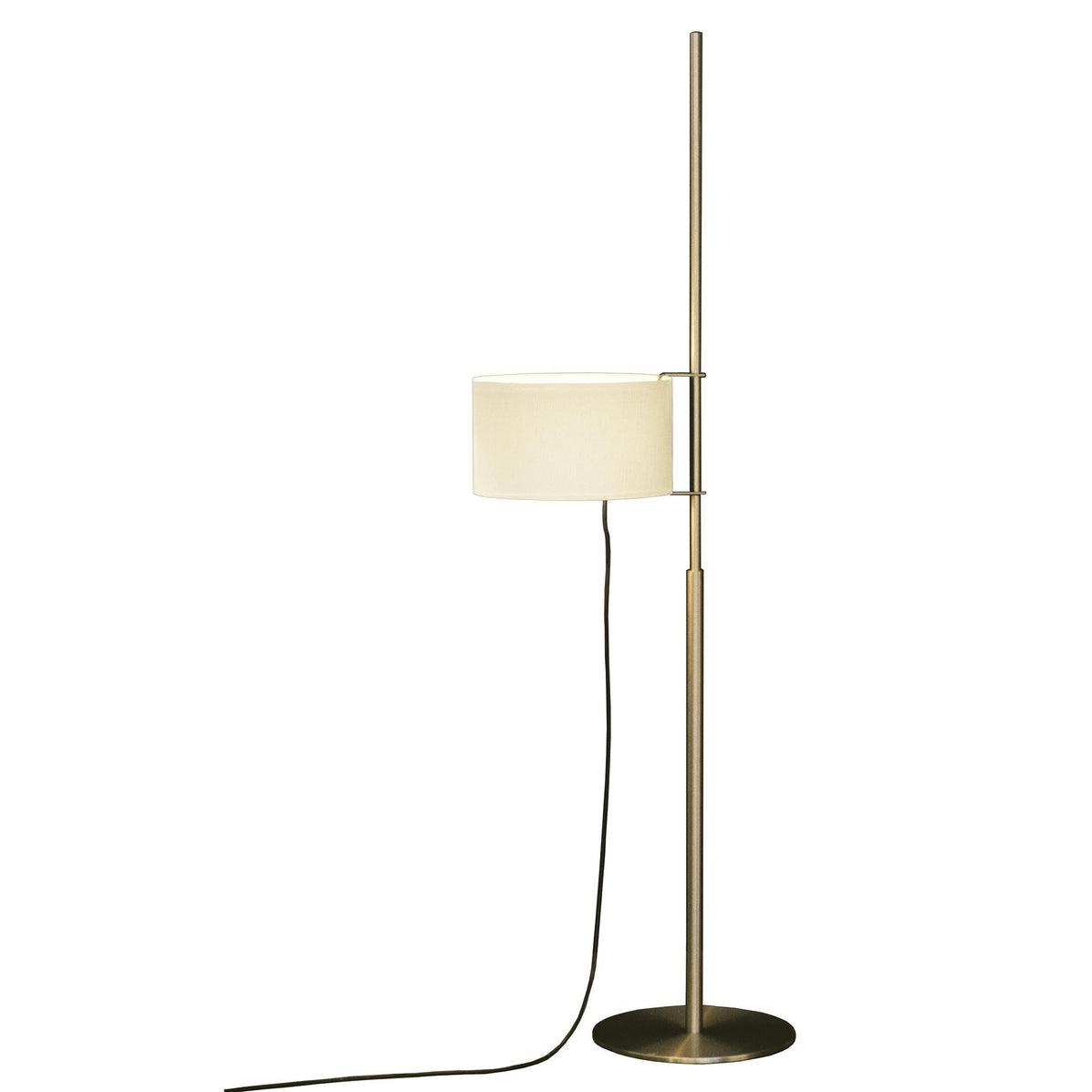 Modern Slim Silhouette Floor Lamp with Geometric Wood Base and White Fabric Shade