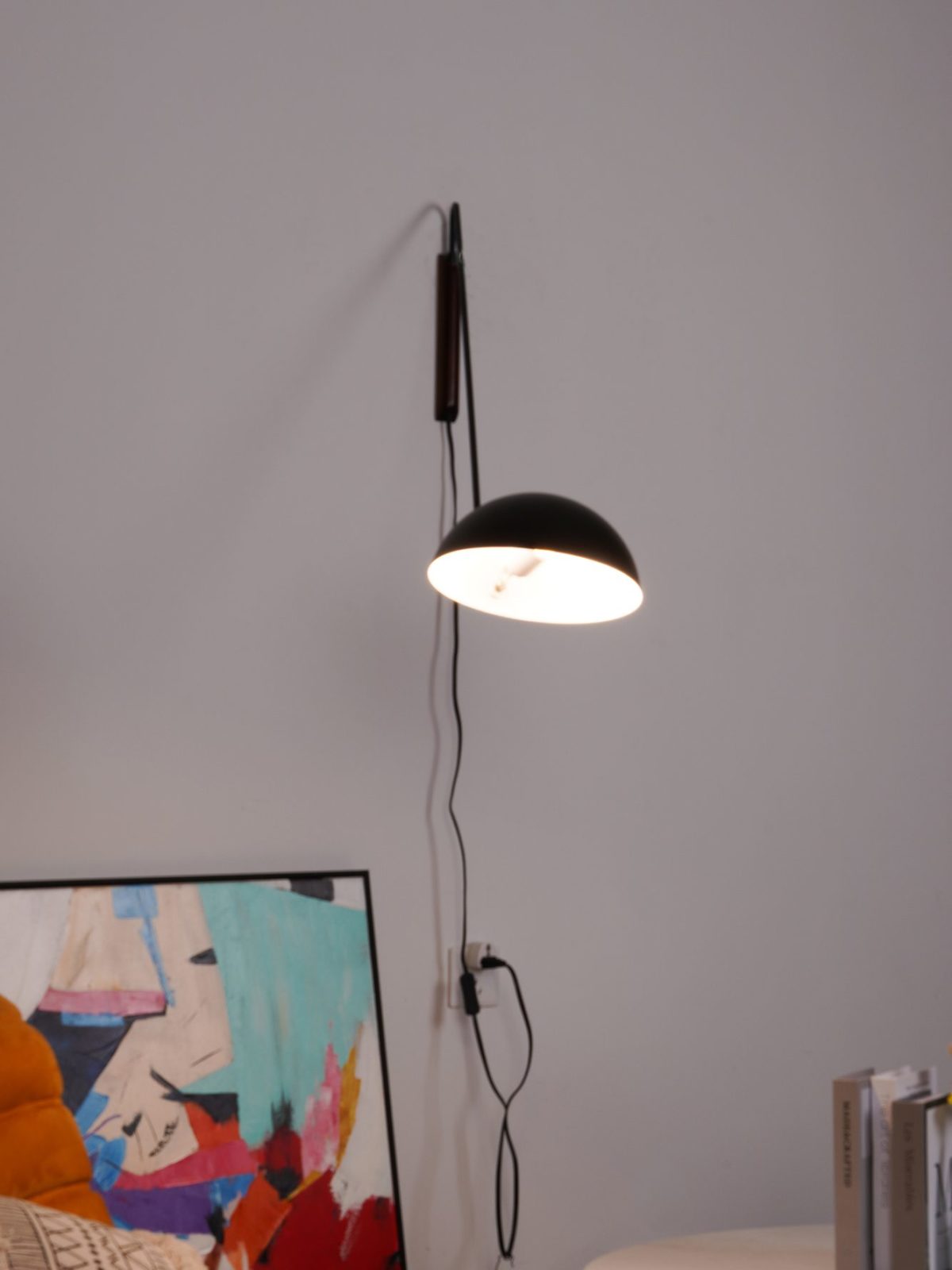 modern-adjustable-swing-arm-wall-lamp-with-dome-shade-and-wood-detail-plug-in-sconce