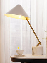 Modern Adjustable White Swing Arm Desk Lamp with Rotating Aluminum Shade
