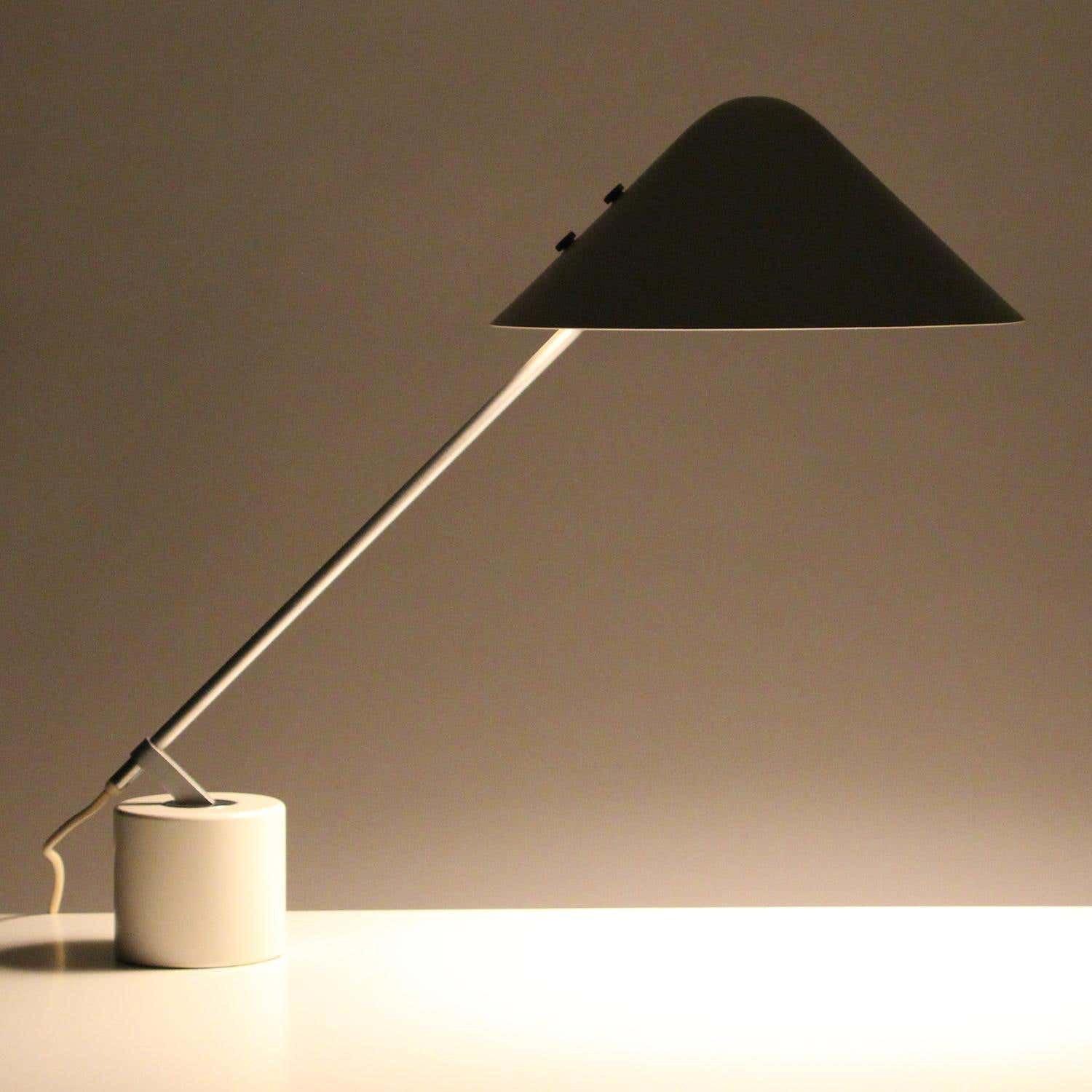 Modern Adjustable White Swing Arm Desk Lamp with Rotating Aluminum Shade