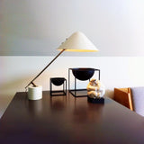 Modern Adjustable White Swing Arm Desk Lamp with Rotating Aluminum Shade