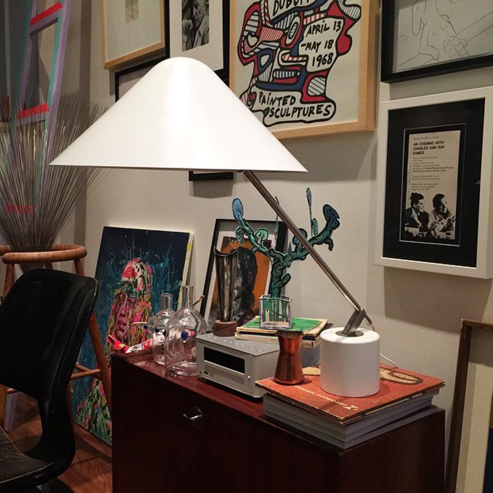 Modern Adjustable White Swing Arm Desk Lamp with Rotating Aluminum Shade