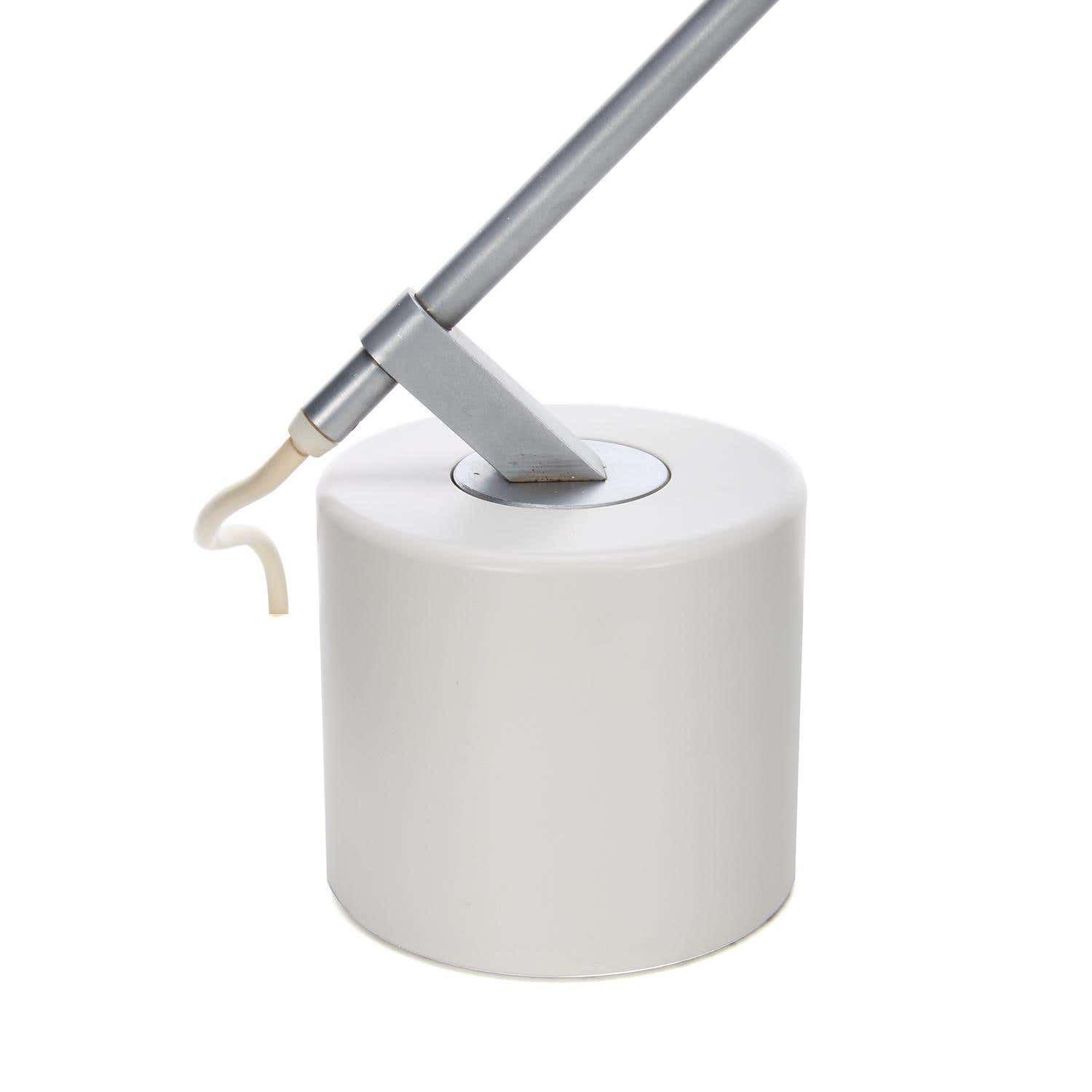 Modern Adjustable White Swing Arm Desk Lamp with Rotating Aluminum Shade