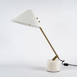 Modern Adjustable White Swing Arm Desk Lamp with Rotating Aluminum Shade