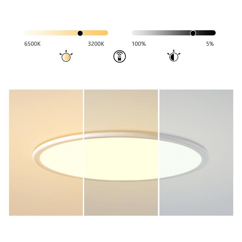 Modern Round LED Flush Mount Ceiling Light with Dimmable Aluminum Frame for Living Room and Bedroom