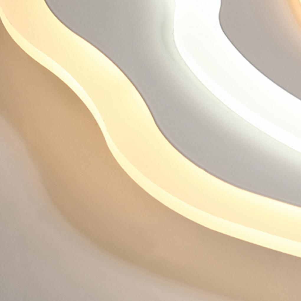 Minimalist White Rippled Flush Mount Ceiling Light with LED Integrated PMMA Shade