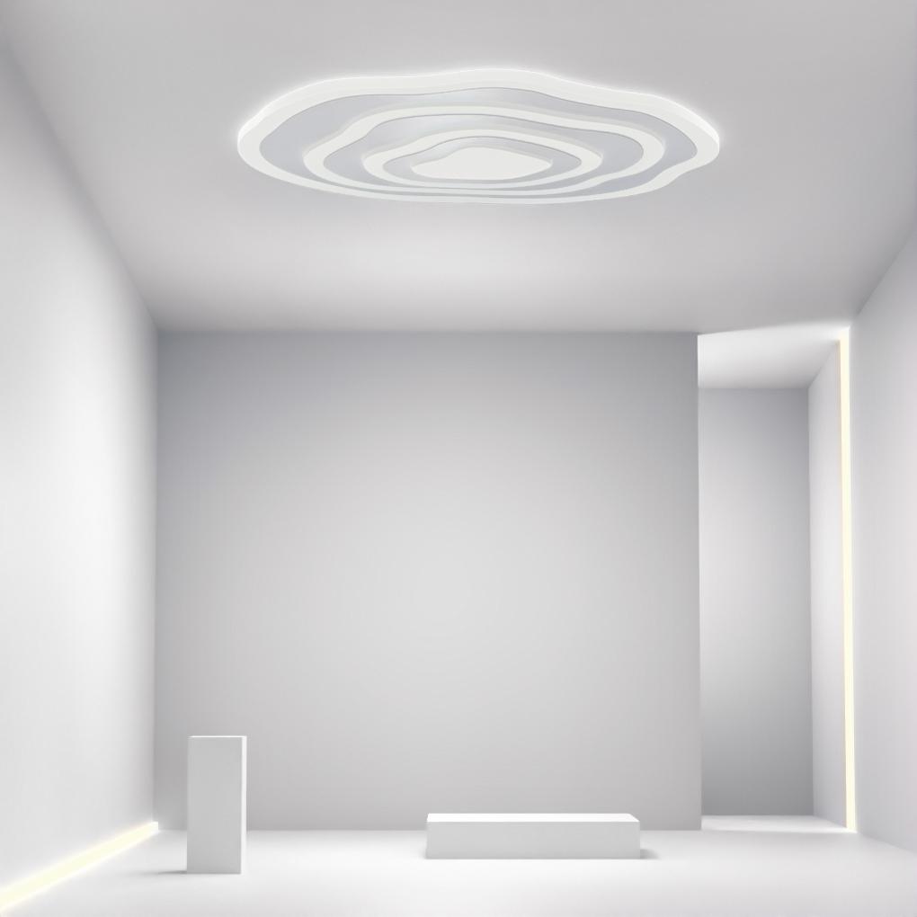 Minimalist White Rippled Flush Mount Ceiling Light with LED Integrated PMMA Shade