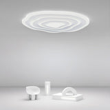 Minimalist White Rippled Flush Mount Ceiling Light with LED Integrated PMMA Shade
