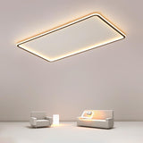 Modern Rectangular Black LED Flush Mount Ceiling Light with Dimmable Remote Control