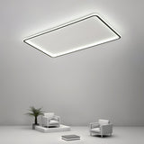 Modern Rectangular Black LED Flush Mount Ceiling Light with Dimmable Remote Control