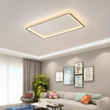 Modern Rectangular Black LED Flush Mount Ceiling Light with Dimmable Remote Control
