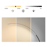 Modern Black LED Arc Floor Lamp with Remote Control and Dimmable Strip Light