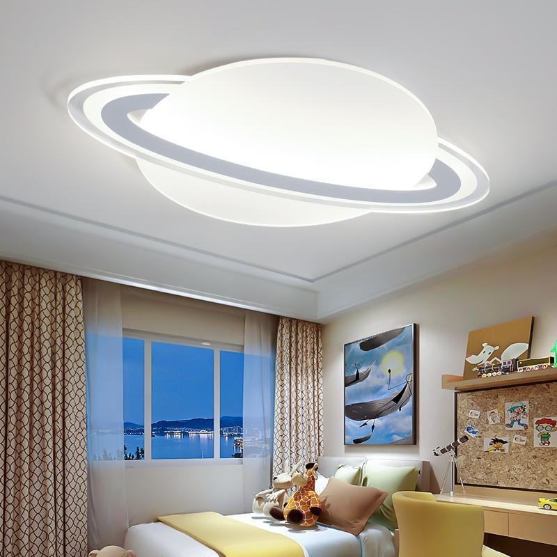Modern Planet LED Flush Mount Ceiling Light Dimmable Lamp with Remote for Kids Room