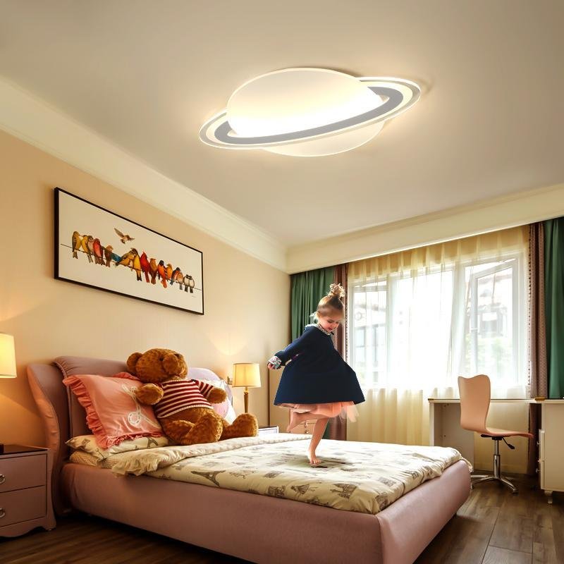 Modern Planet LED Flush Mount Ceiling Light Dimmable Lamp with Remote for Kids Room