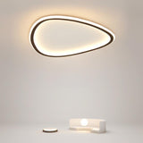 Modern Black Abstract Geometric LED Flush Mount Ceiling Light Fixture for Bedroom and Living Room