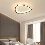Modern Black Abstract Geometric LED Flush Mount Ceiling Light Fixture for Bedroom and Living Room