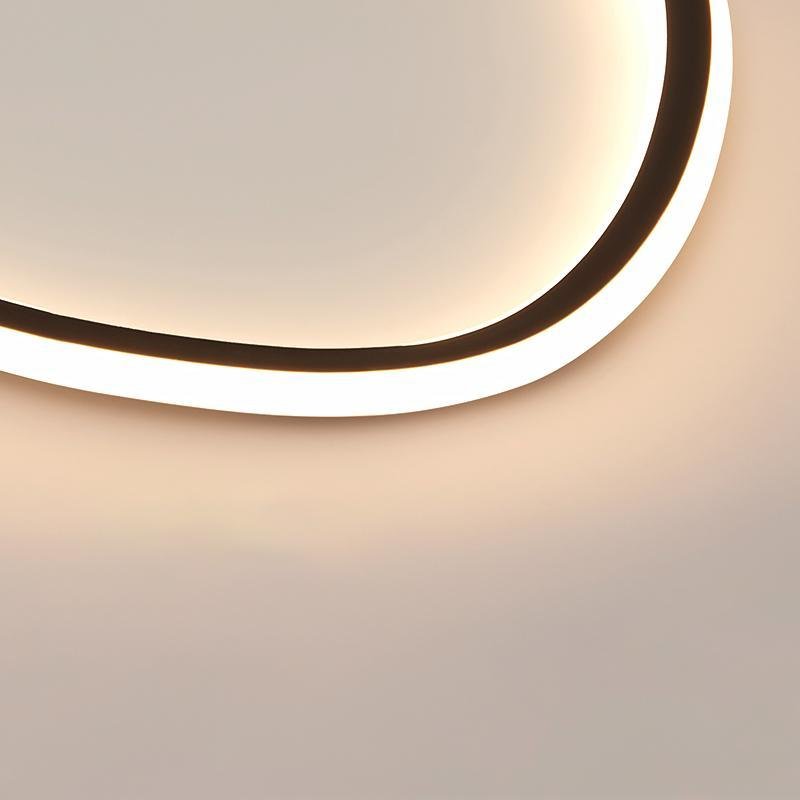 Modern Black Abstract Geometric LED Flush Mount Ceiling Light Fixture for Bedroom and Living Room