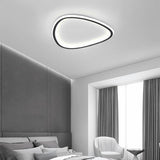 Modern Black Abstract Geometric LED Flush Mount Ceiling Light Fixture for Bedroom and Living Room
