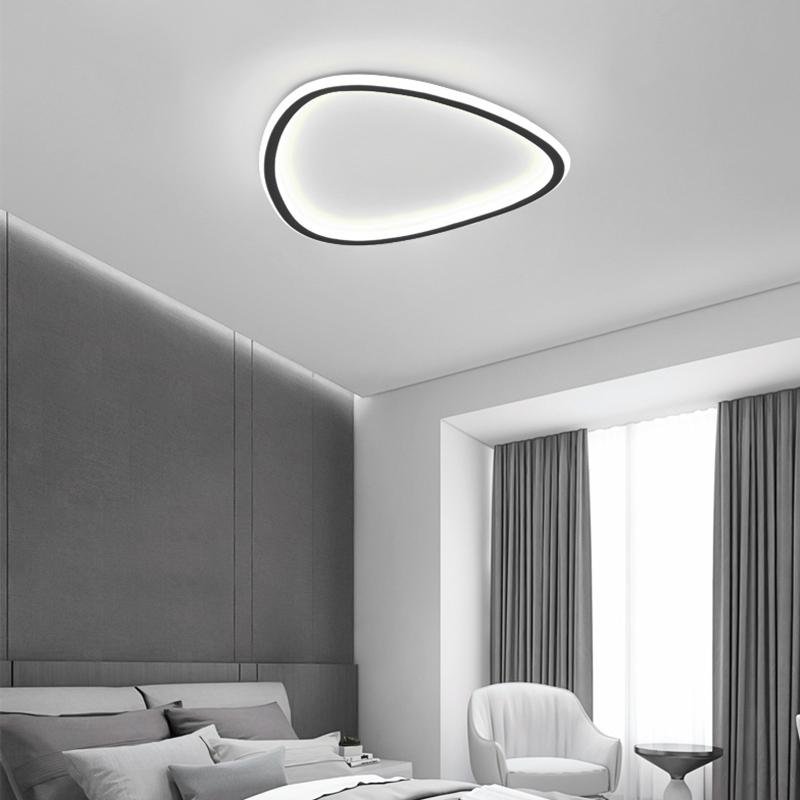 Modern Black Abstract Geometric LED Flush Mount Ceiling Light Fixture for Bedroom and Living Room