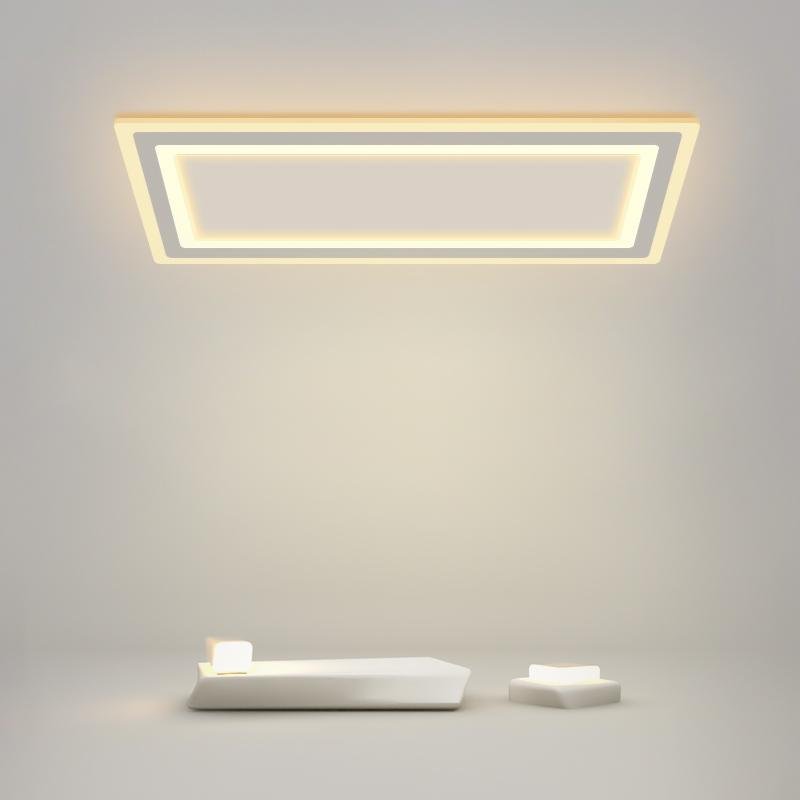 Minimalist Geometric Square LED Flush Mount Ceiling Light for Bedroom and Living Room