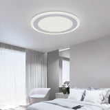 Minimalist White Round Flush Mount LED Ceiling Light with Gray Accent for Bedroom and Living Room