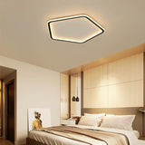 Geometric Hexagon Modern LED Flush Mount Black Iron Ceiling Light for Bedroom Living Room