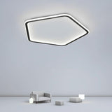 Geometric Hexagon Modern LED Flush Mount Black Iron Ceiling Light for Bedroom Living Room