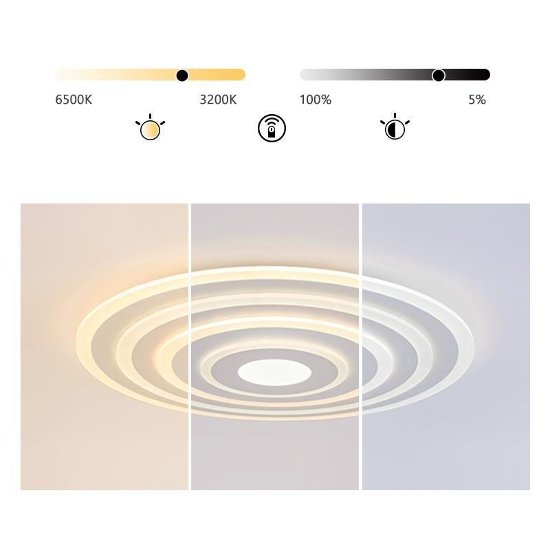 Modern Concentric Circle LED Flush Mount Ceiling Light Dimmable Round Fixture for Living Room