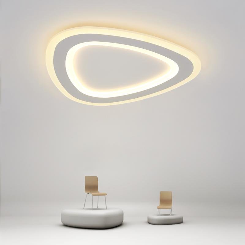 Modern White Geometric Triangle LED Flush Mount Ceiling Light for Minimalist Interiors