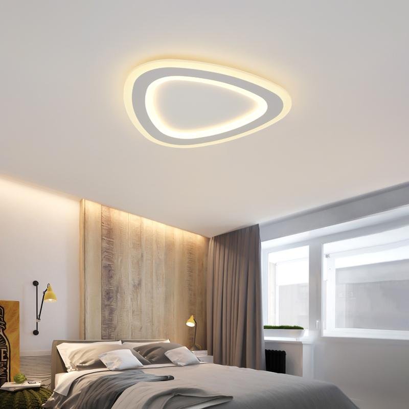 Modern White Geometric Triangle LED Flush Mount Ceiling Light for Minimalist Interiors