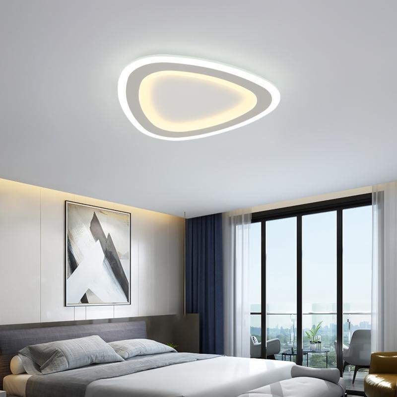Modern White Geometric Triangle LED Flush Mount Ceiling Light for Minimalist Interiors