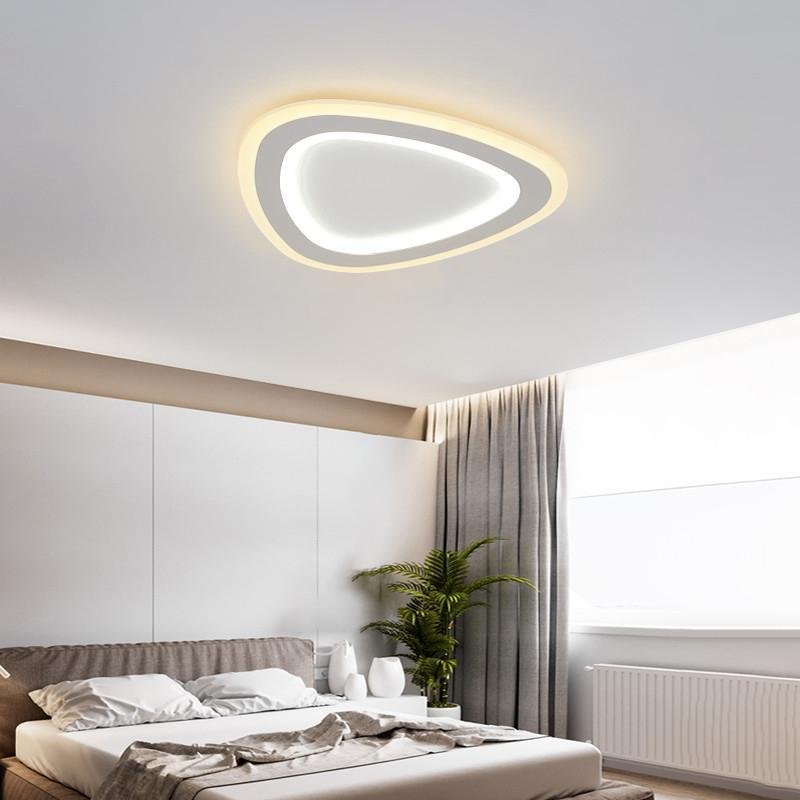 Modern White Geometric Triangle LED Flush Mount Ceiling Light for Minimalist Interiors