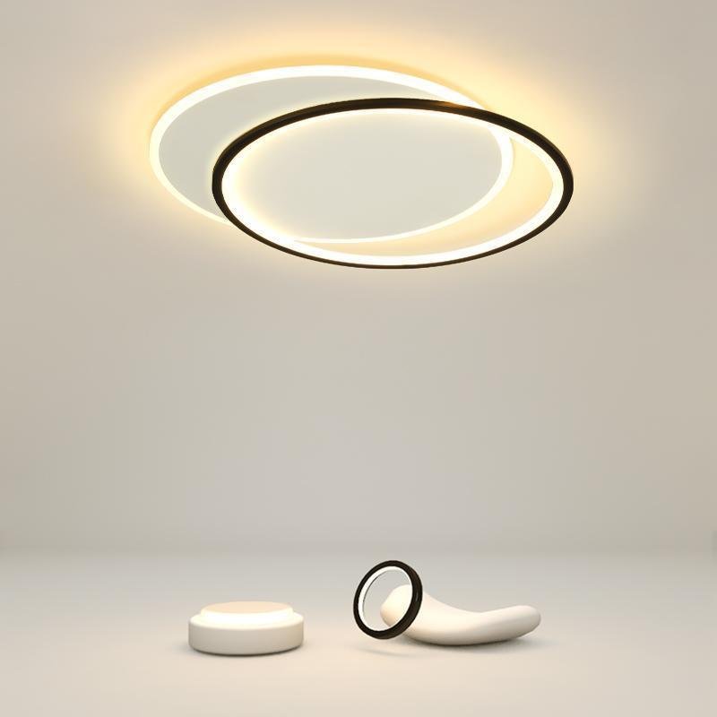 Modern Overlapped Round Flush Mount Ceiling Light Geometric Design for Bedroom
