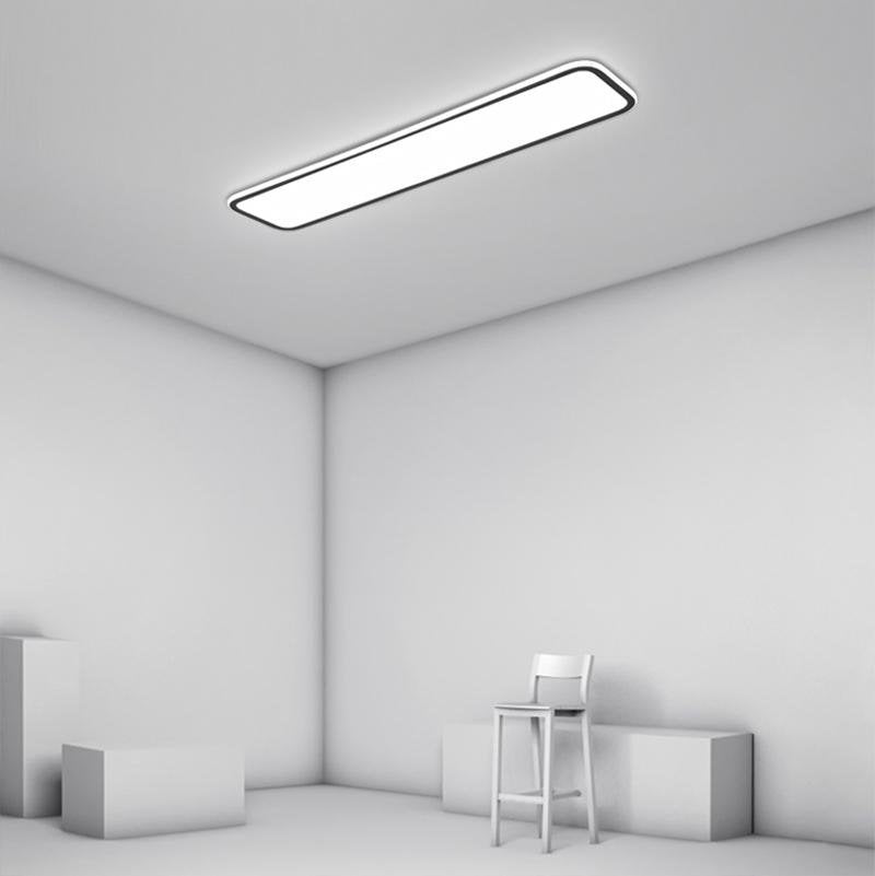 Modern Rectangular Black Flush Mount Ceiling Light 20 or 30 Inch Ultra Thin Aluminum Fixture