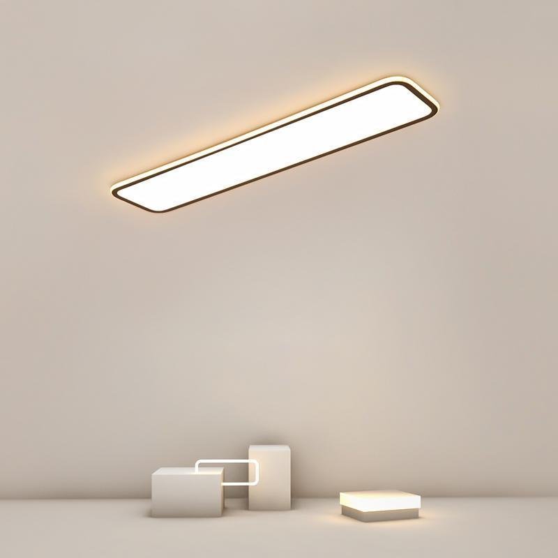 Modern Rectangular Black Flush Mount Ceiling Light 20 or 30 Inch Ultra Thin Aluminum Fixture