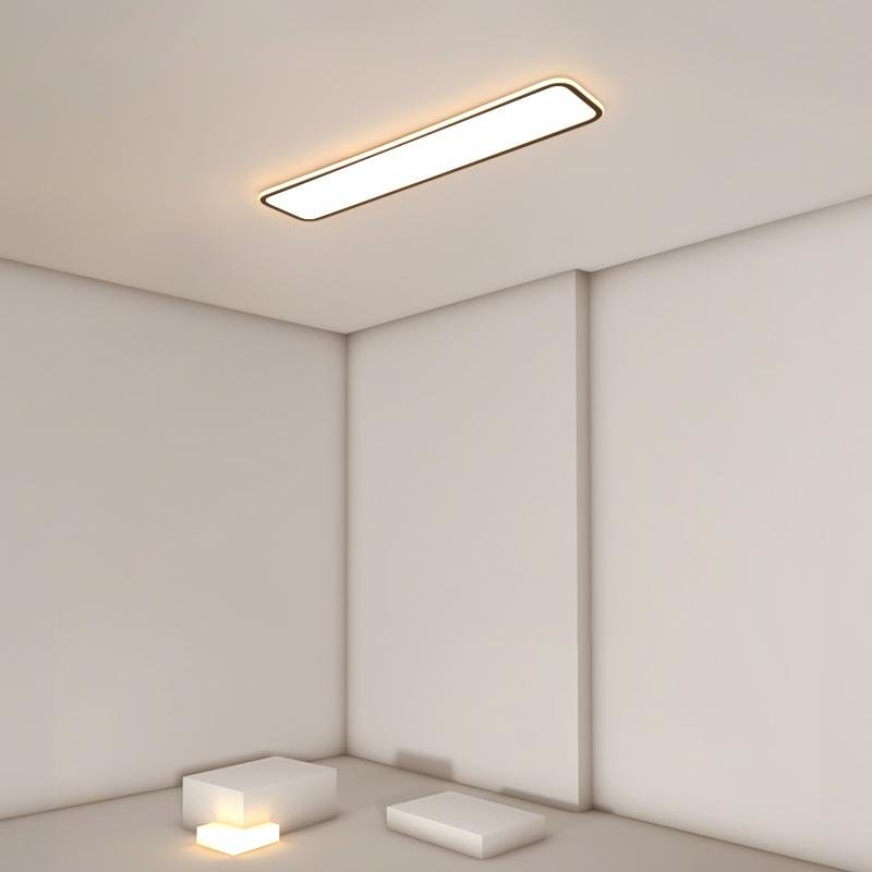 Modern Rectangular Black Flush Mount Ceiling Light 20 or 30 Inch Ultra Thin Aluminum Fixture