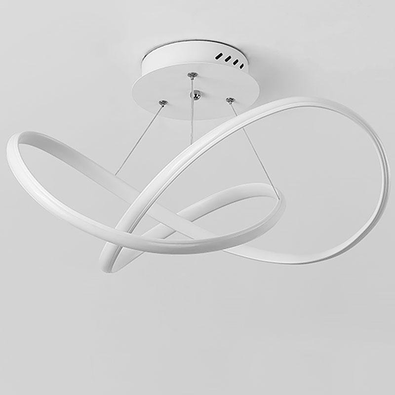 Modern Geometric White Ribbon LED Flush Mount Ceiling Light Dimmable Circular Fixture