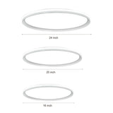 24 Inch Ultra Thin Round LED Flush Mount Ceiling Light Modern Dimmable White Aluminum Fixture