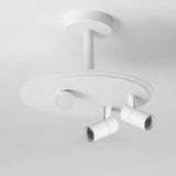 White Round LED Flush Mount Ceiling Light with Two Adjustable Spotlights