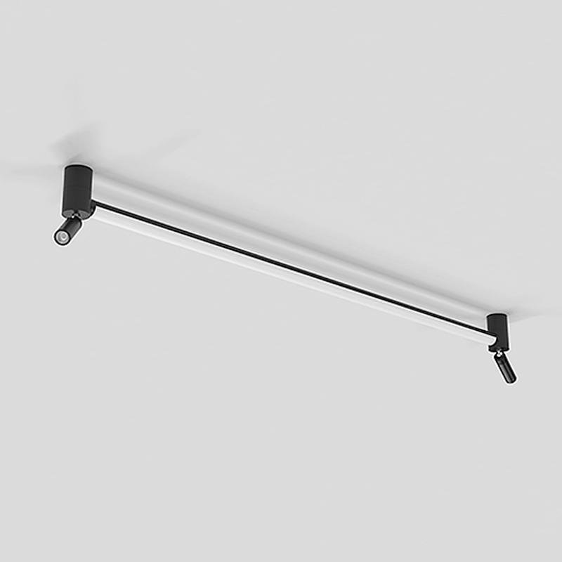 Modern LED Flush Mount Ceiling Light with Dual Rotatable Spotlights and Black Aluminum Frame