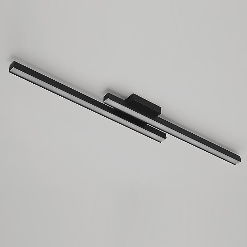 35 Inch Modern LED Rectangular Semi Flush Mount Kitchen Ceiling Light Black Finish