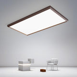 Modern Coffee Brown Rectangular LED Flush Mount Ceiling Light Dimmable Portrait Lamp