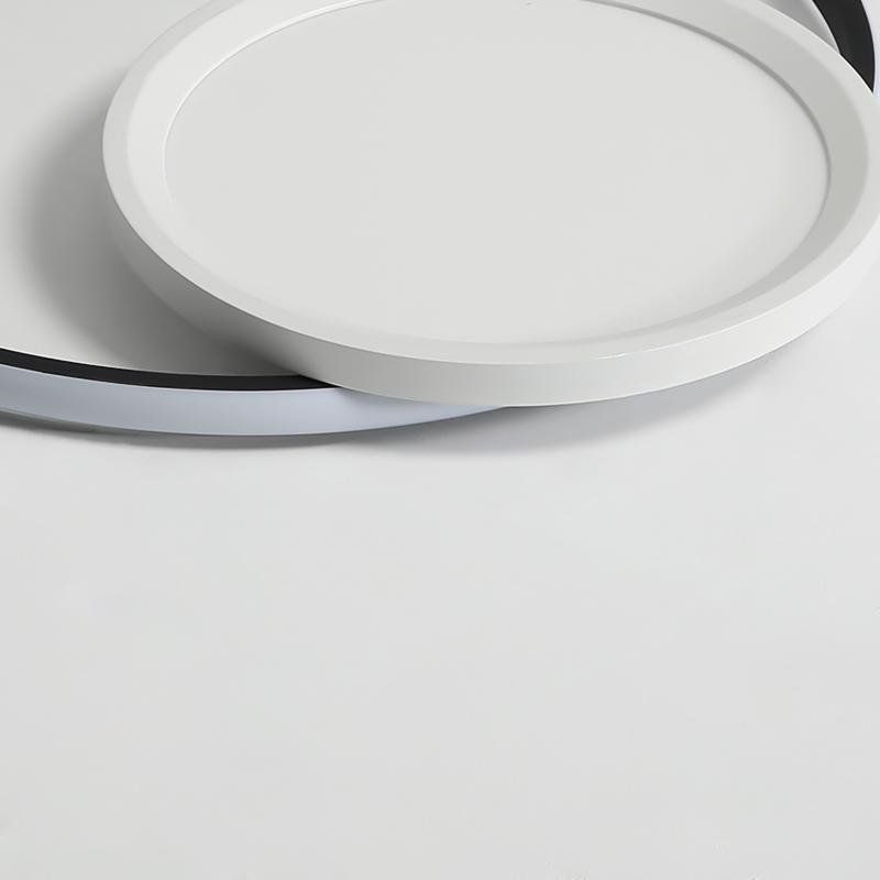 Modern Round Geometric LED Flush Mount Ceiling Light in Black for Dining Room and Kitchen