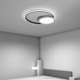 Modern Round Geometric LED Flush Mount Ceiling Light in Black for Dining Room and Kitchen